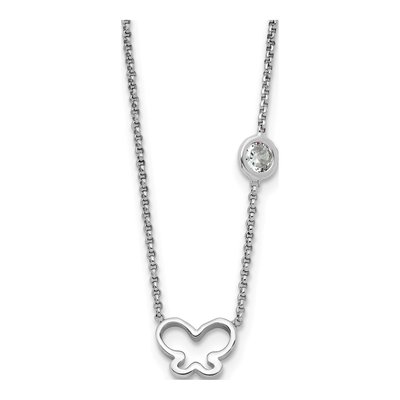 Sterling Silver CZ Girls' Butterfly Necklace
