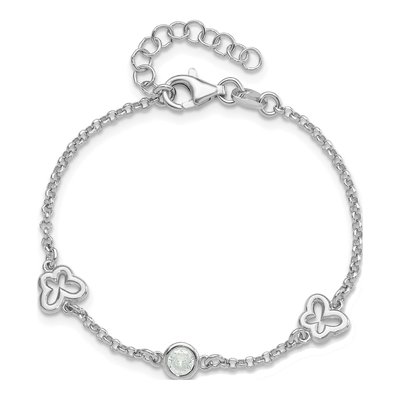 Sterling Silver CZ Girls' Butterfly Bracelet – view 5