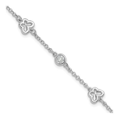Sterling Silver CZ Girls' Butterfly Bracelet