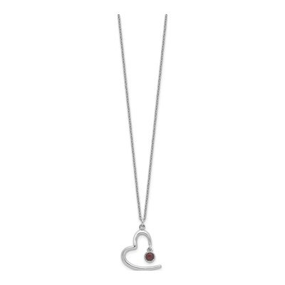 Sterling Silver Garnet Open Heart Necklace – view 3