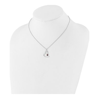 Sterling Silver Garnet Open Heart Necklace – view 4