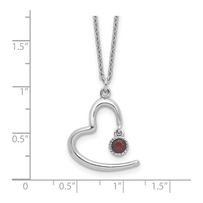 Sterling Silver Garnet Open Heart Necklace – view 5