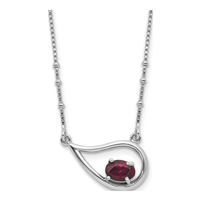 Sterling Silver Garnet Teardrop Necklace