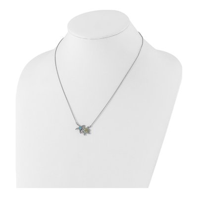 Sterling Silver Swiss Blue Topaz & Peridot Turtle Starfish Necklace – view 3