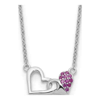 Sterling Silver CZ Heart Necklace