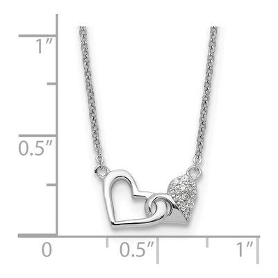 Sterling Silver CZ Double Heart Necklace – view 5