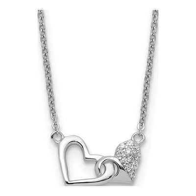 Sterling Silver CZ Double Heart Necklace