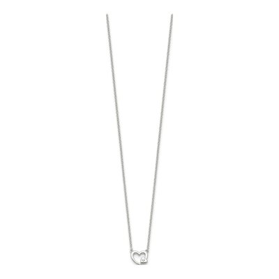Sterling Silver CZ Heart Necklace – view 3