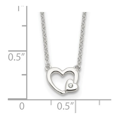 Sterling Silver CZ Heart Necklace – view 5