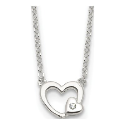Sterling Silver CZ Heart Necklace
