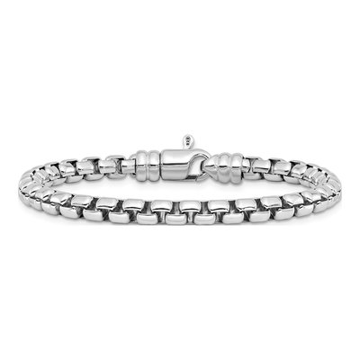 Sterling Silver Rhodium-Plated 5.4mm 7.5 Inch Venetian Box Chain Bracelet – view 4