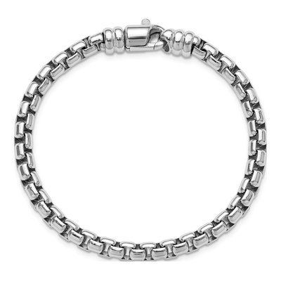 Sterling Silver Rhodium-Plated 5.4mm 7.5 Inch Venetian Box Chain Bracelet – view 5