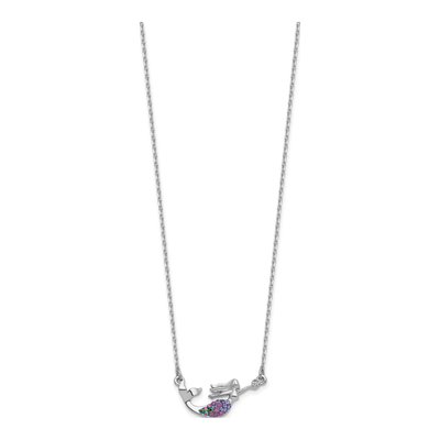 Sterling Silver Crystal Mermaid Pendant Necklace – view 2