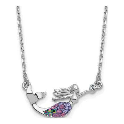 Sterling Silver Crystal Mermaid Pendant Necklace