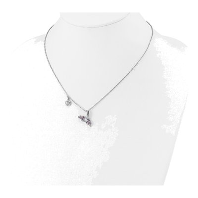 Sterling Silver CZ Whale Tail Pendant Necklace – view 4