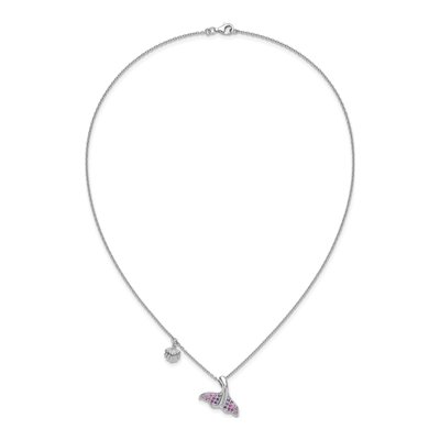 Sterling Silver CZ Whale Tail Pendant Necklace – view 5