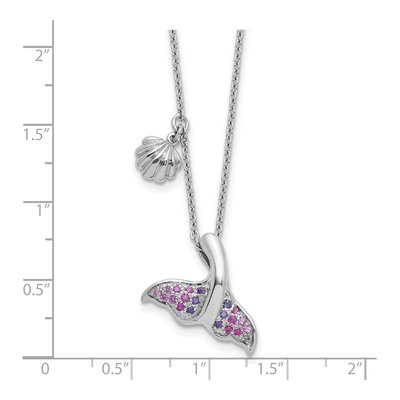 Sterling Silver CZ Whale Tail Pendant Necklace – view 6