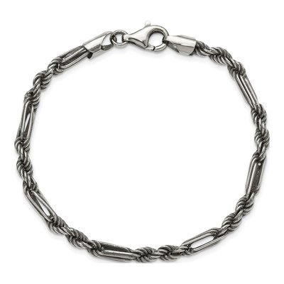 Men's Sterling Silver 4.4mm Twisted Antiqued Milano Bracelet – view 5