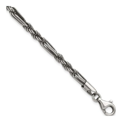 Men's Sterling Silver 4.4mm Twisted Antiqued Milano Bracelet