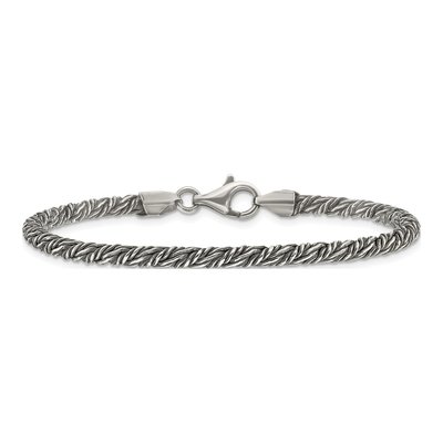 Men's Sterling Silver 3.4mm Antiqued Fancy Twist Bracelet – view 4