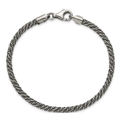 Men's Sterling Silver 3.4mm Antiqued Fancy Twist Bracelet – view 5