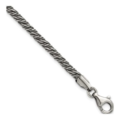 Men's Sterling Silver 3.4mm Antiqued Fancy Twist Bracelet