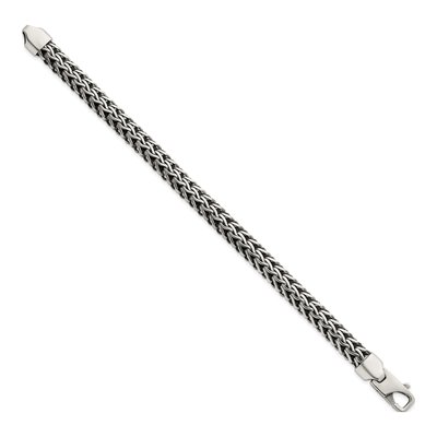 Men's Sterling Silver 8.2mm Fancy Wheat Chain Bracelet – view 3