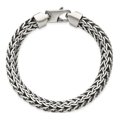 Men's Sterling Silver 8.2mm Fancy Wheat Chain Bracelet – view 5
