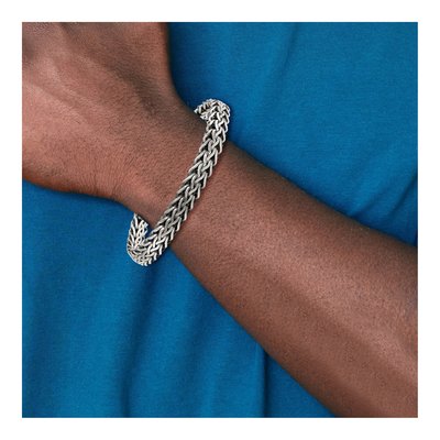 Men's Sterling Silver 8.2mm Fancy Wheat Chain Bracelet – view 7