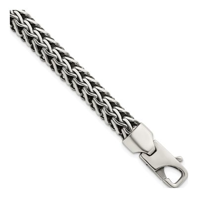 Men's Sterling Silver 8.2mm Fancy Wheat Chain Bracelet