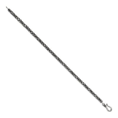 Men's Sterling Silver 3.8mm Antiqued Byzantine Chain Bracelet – view 3
