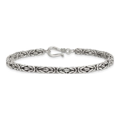 Men's Sterling Silver 3.8mm Antiqued Byzantine Chain Bracelet – view 4