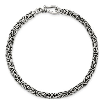 Men's Sterling Silver 3.8mm Antiqued Byzantine Chain Bracelet – view 5