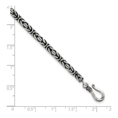 Men's Sterling Silver 3.8mm Antiqued Byzantine Chain Bracelet – view 6