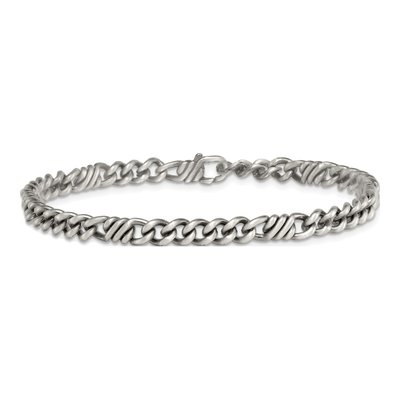 Sterling Silver 5.3mm Black Ruthenium Curb Bracelet – view 4