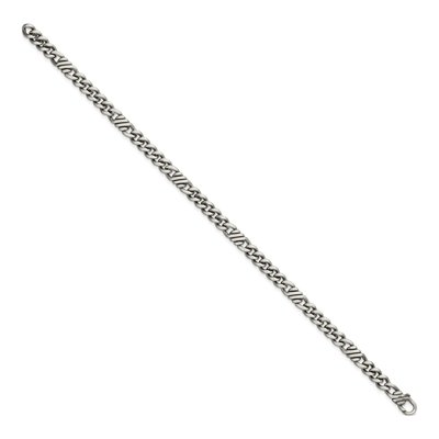 Sterling Silver 5.3mm Black Ruthenium Curb Bracelet