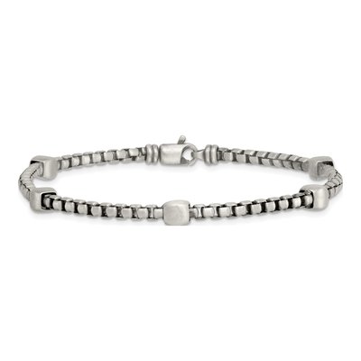 Men's Sterling Silver 3.3mm Black Box Chain Bracelet – view 4