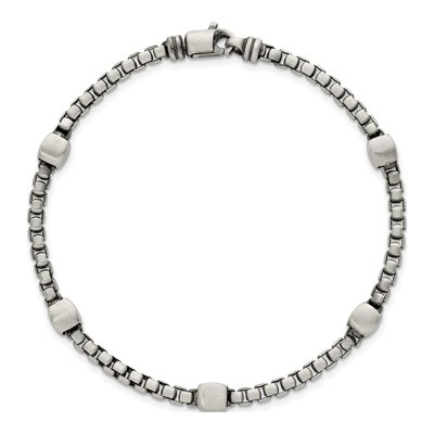 Men's Sterling Silver 3.3mm Black Box Chain Bracelet – view 5