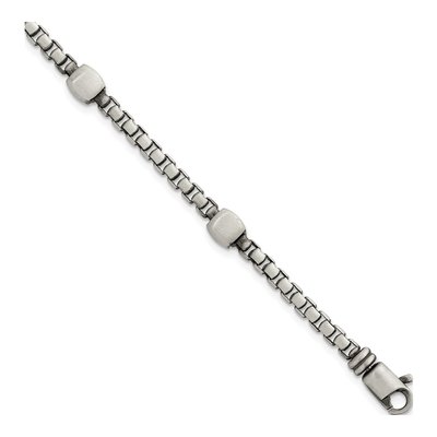 Men's Sterling Silver 3.3mm Black Box Chain Bracelet
