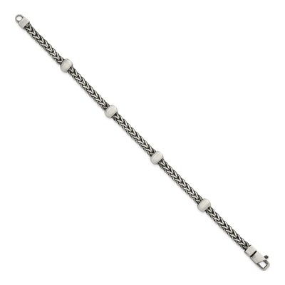 Men's Sterling Silver 7.75mm Black Franco Chain Bracelet – view 3