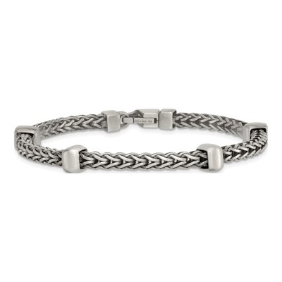 Men's Sterling Silver 7.75mm Black Franco Chain Bracelet – view 4