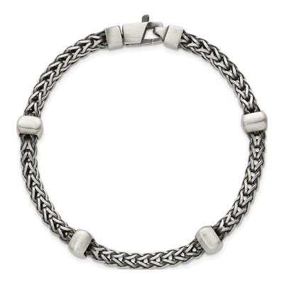 Men's Sterling Silver 7.75mm Black Franco Chain Bracelet – view 5