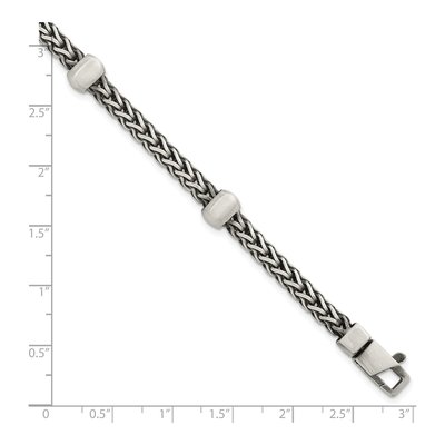 Men's Sterling Silver 7.75mm Black Franco Chain Bracelet – view 6