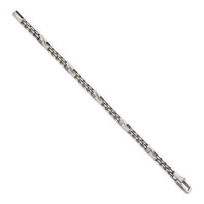 Men's Sterling Silver 7.5mm Black Box Chain Bracelet – view 3