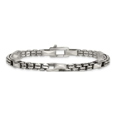 Men's Sterling Silver 7.5mm Black Box Chain Bracelet – view 4