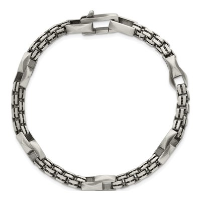 Men's Sterling Silver 7.5mm Black Box Chain Bracelet – view 5
