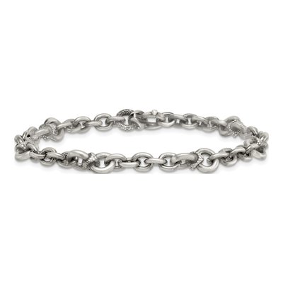 Men's Sterling Silver 7.4mm Black Ruthenium Bracelet – view 4