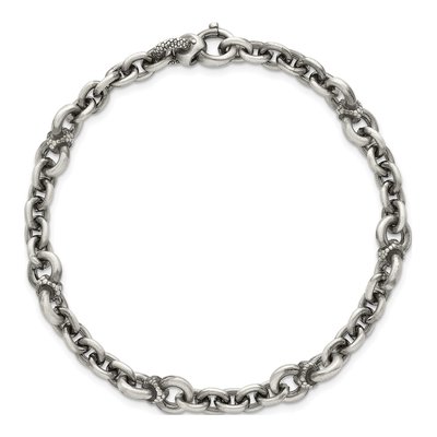 Men's Sterling Silver 7.4mm Black Ruthenium Bracelet – view 5