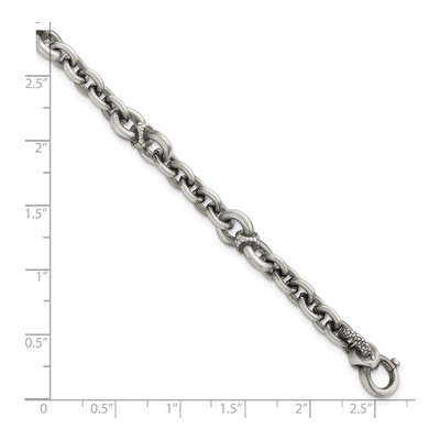 Men's Sterling Silver 7.4mm Black Ruthenium Bracelet – view 6