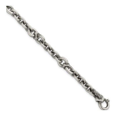 Men's Sterling Silver 7.4mm Black Ruthenium Bracelet
